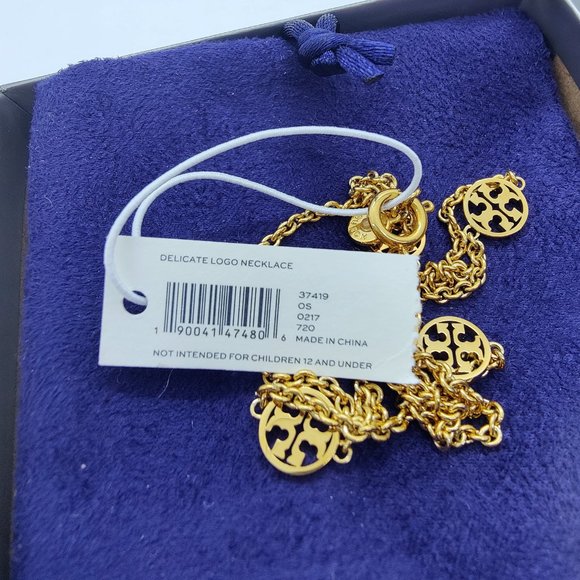 Tory burch logo charm rosary necklace Clearance